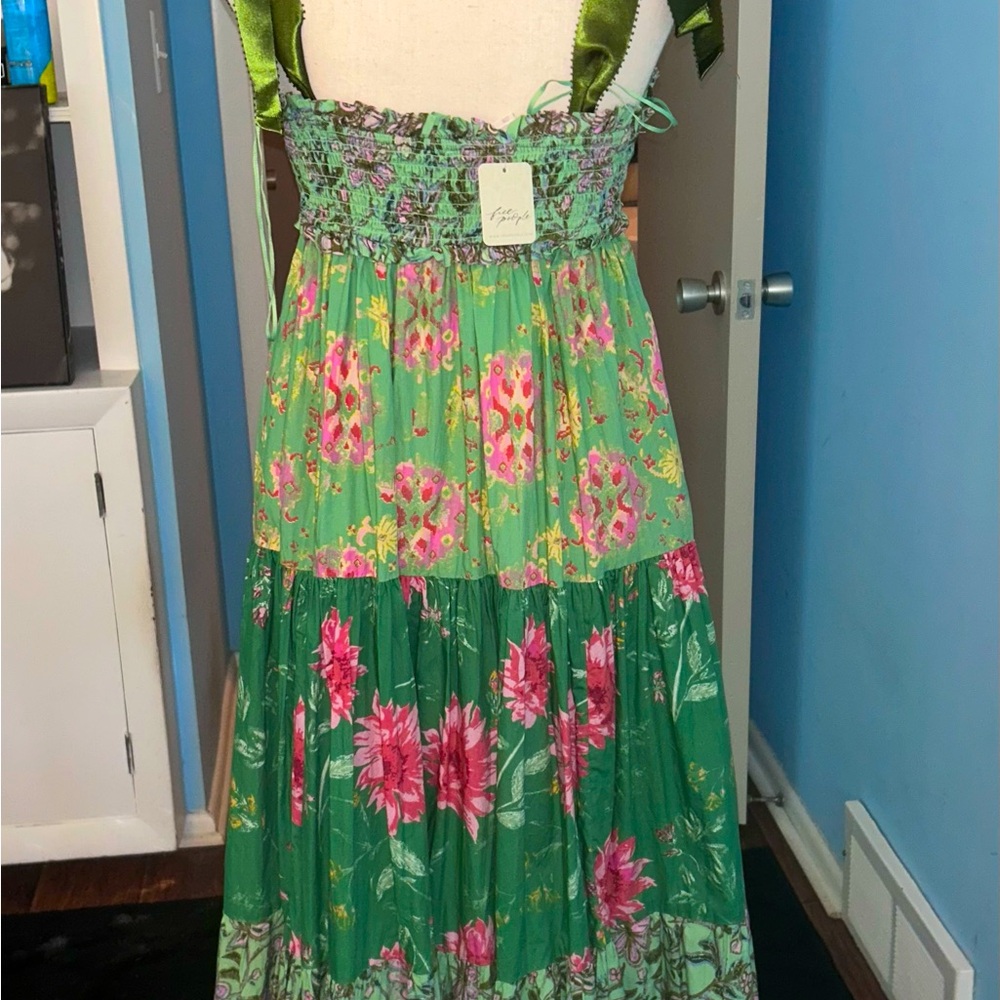 Floral Green and Pink Maxi Dress - Picture 3 of 5